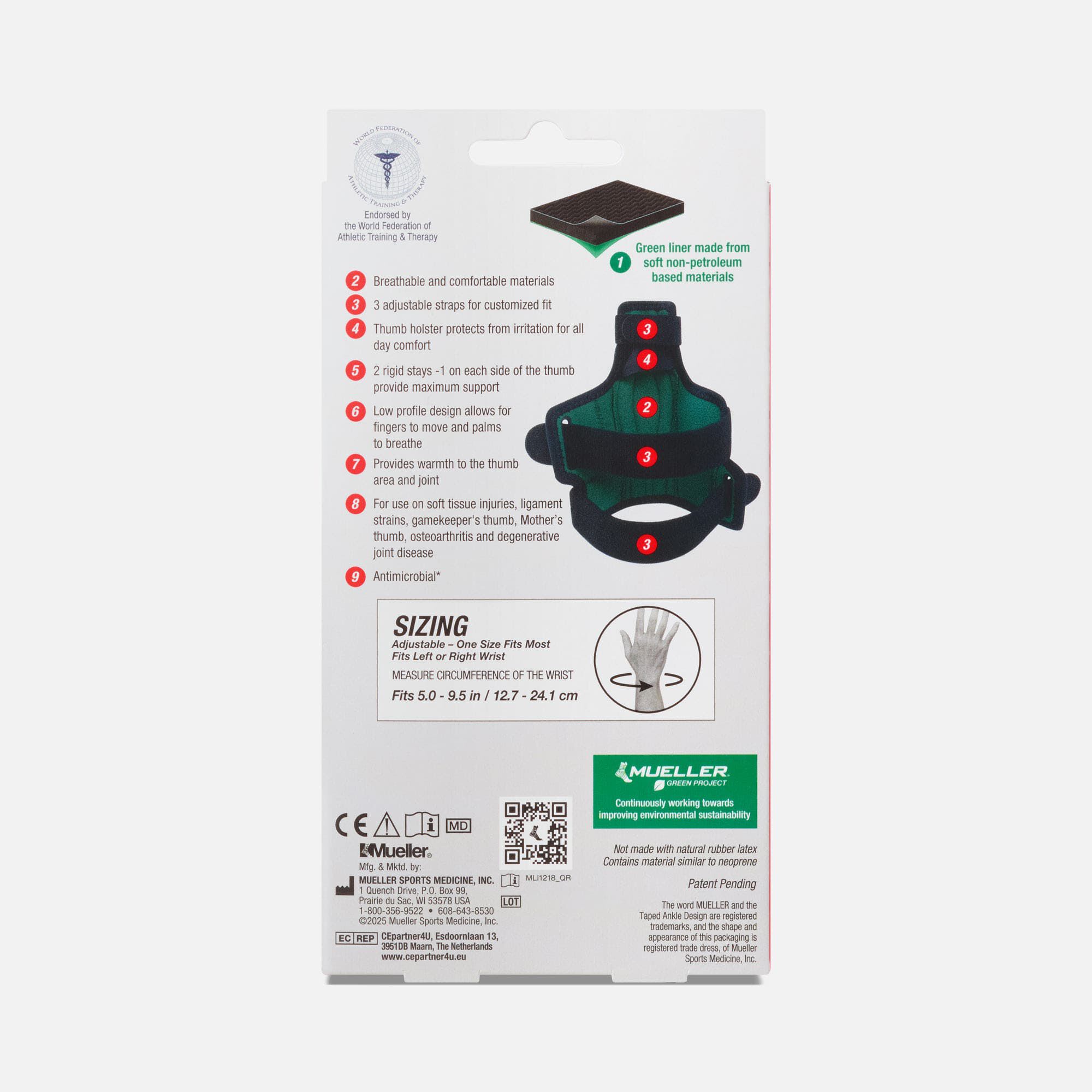 Mueller® Green Reversible Thumb Stabilizer, , large