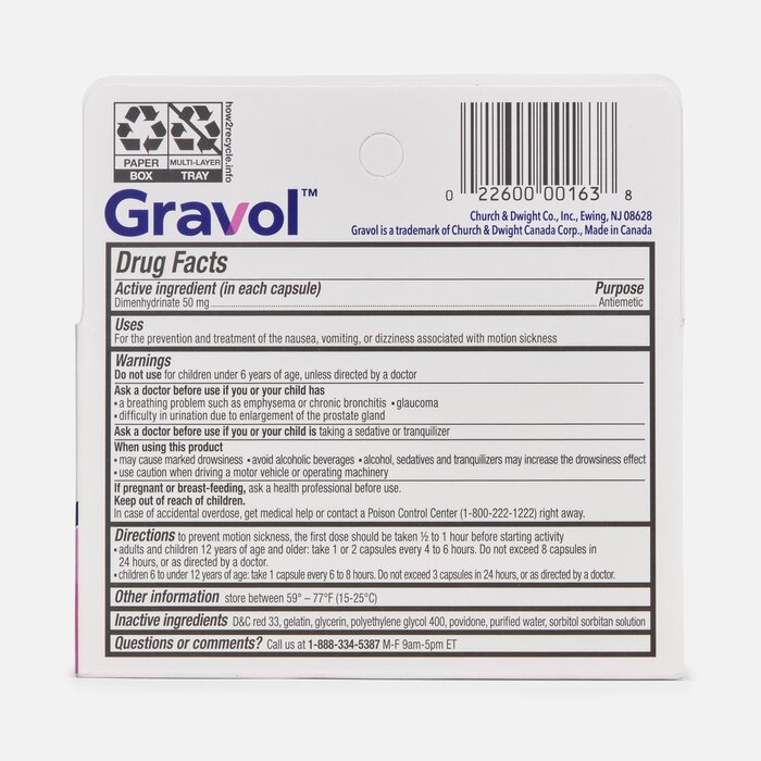 Gravol Motion Sickness Relief Liquid Gels, 8 ct., , large