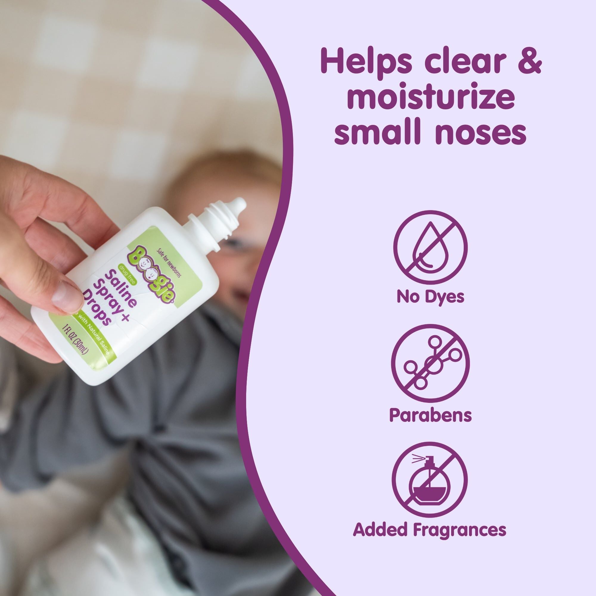 Boogie® Natural Saline Spray + Drops, Unscented, 1 fl. oz., , large