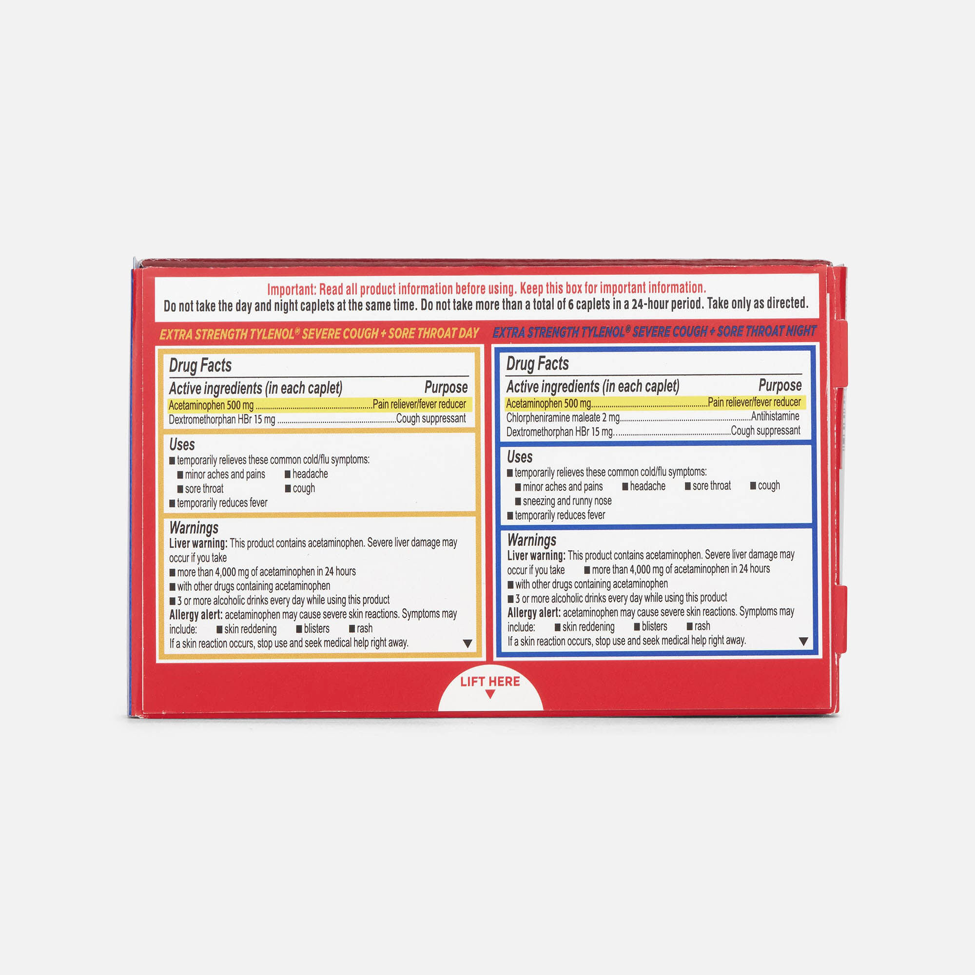 Tylenol Cold Extra-Strength Severe Cough + Sore Throat Day & Night Caplets, 24 ct., , large