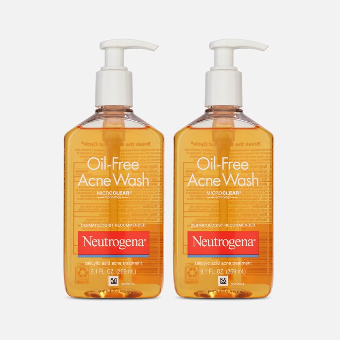 Neutrogena Oil-Free Acne Facial Wash, Fragrance Free, 9.1 fl oz. (2-Pack), , large