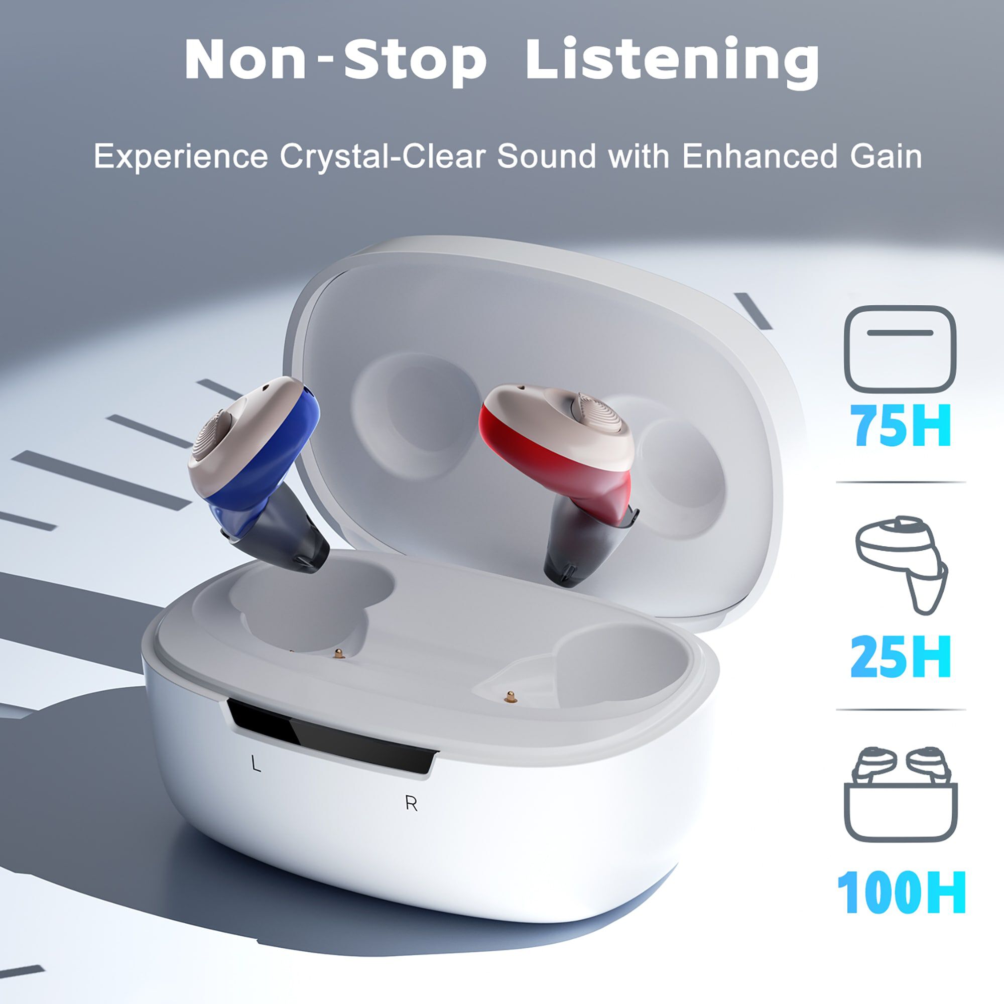Ceretone Torch Rechargeable In-The-Canal OTC Hearing Aids, Pair, , large