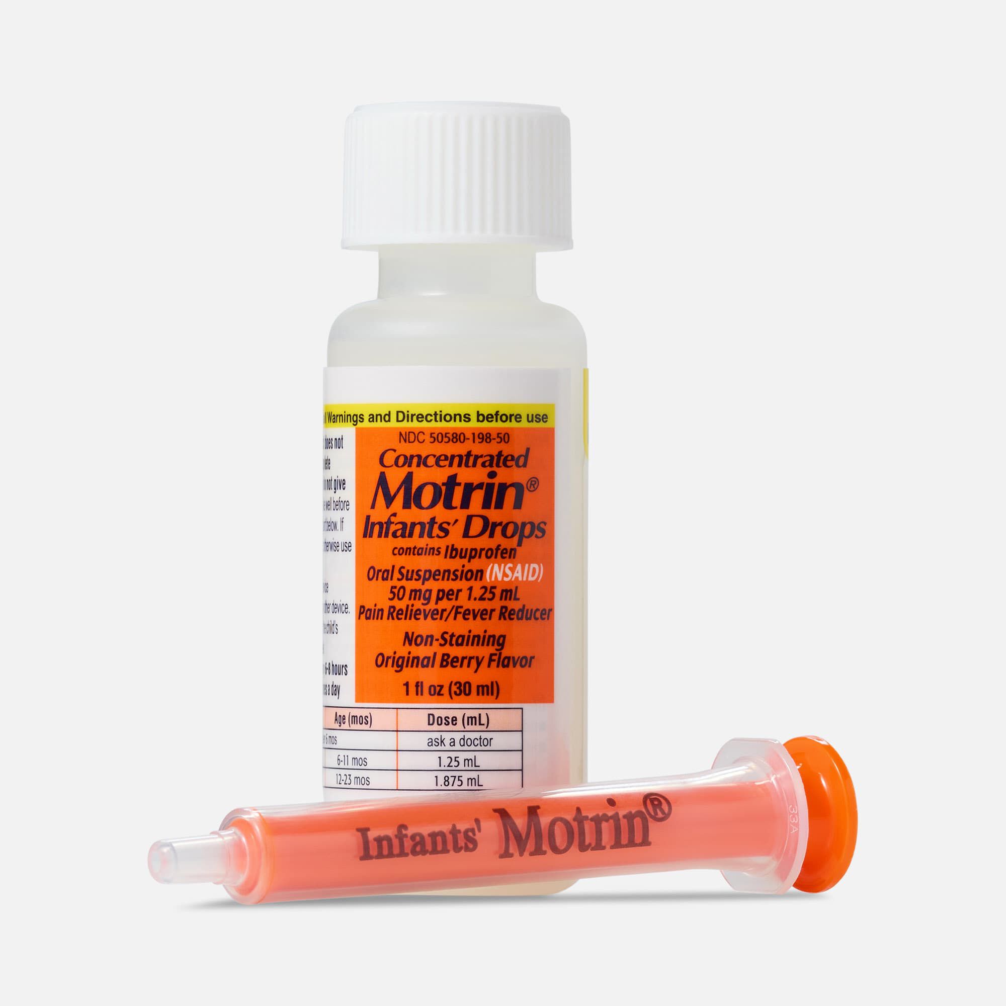 Infants' Motrin Concentrated Liquid Ibuprofen Drops with Syringe, Dye-Free, Berry, 1 Fl. oz., , large