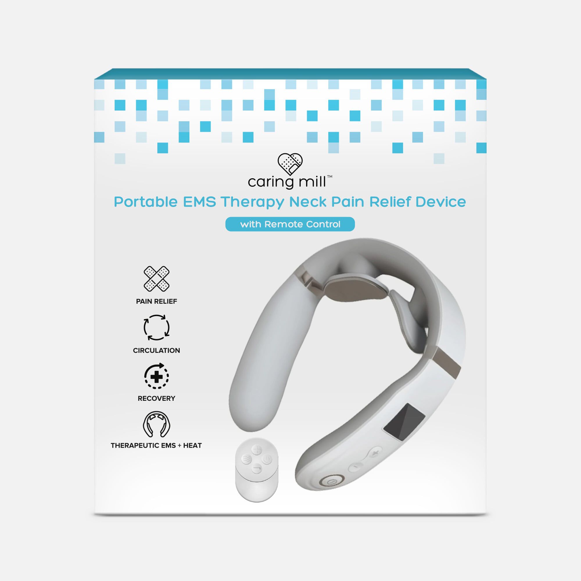 Caring Mill™ Cordless Portable Neck EMS Pain Relief Device with Heat Therapy, , large