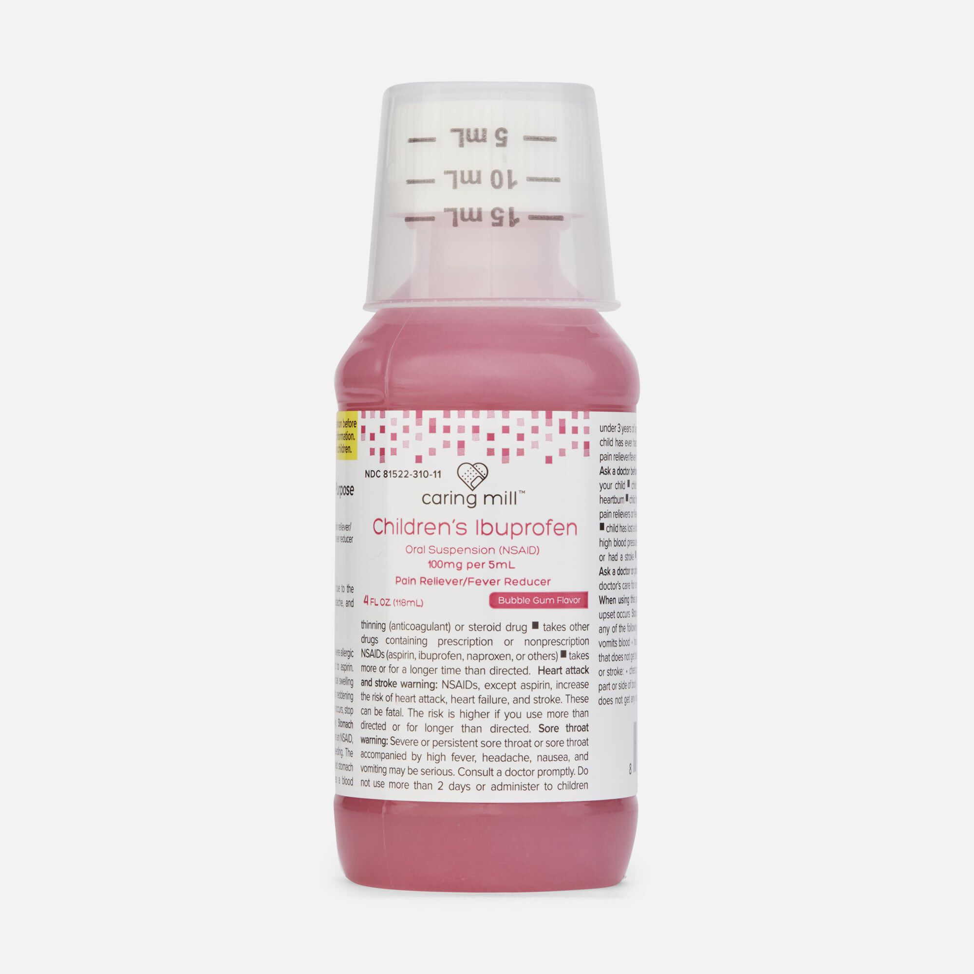 Caring Mill™ Children’s Ibuprofen Pain Reliever/Fever Reducer, Bubble Gum, 4 fl oz., , large