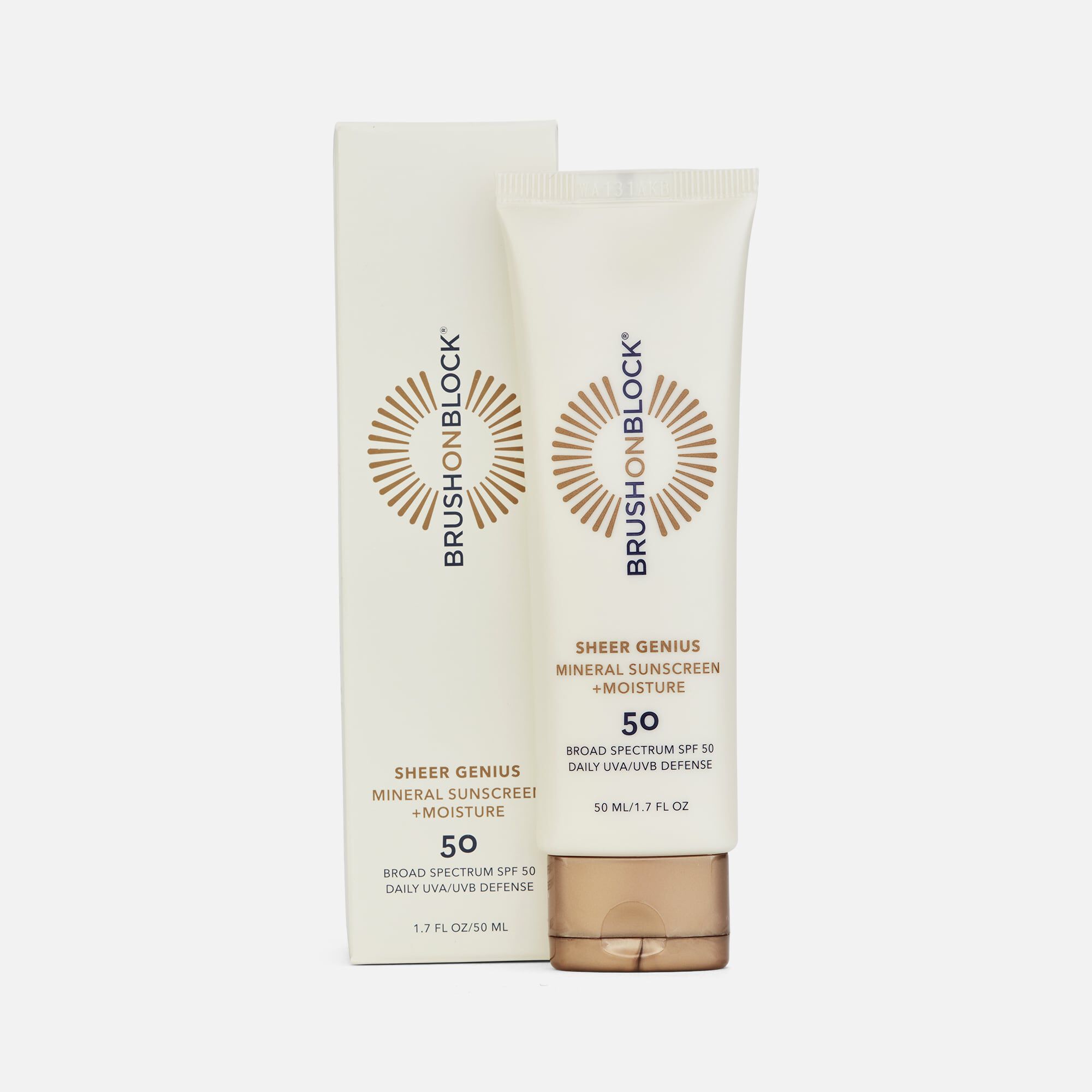 Brush On Block Sheer Genius Mineral Sunscreen + Moisture, SPF 50, 1.7 oz.