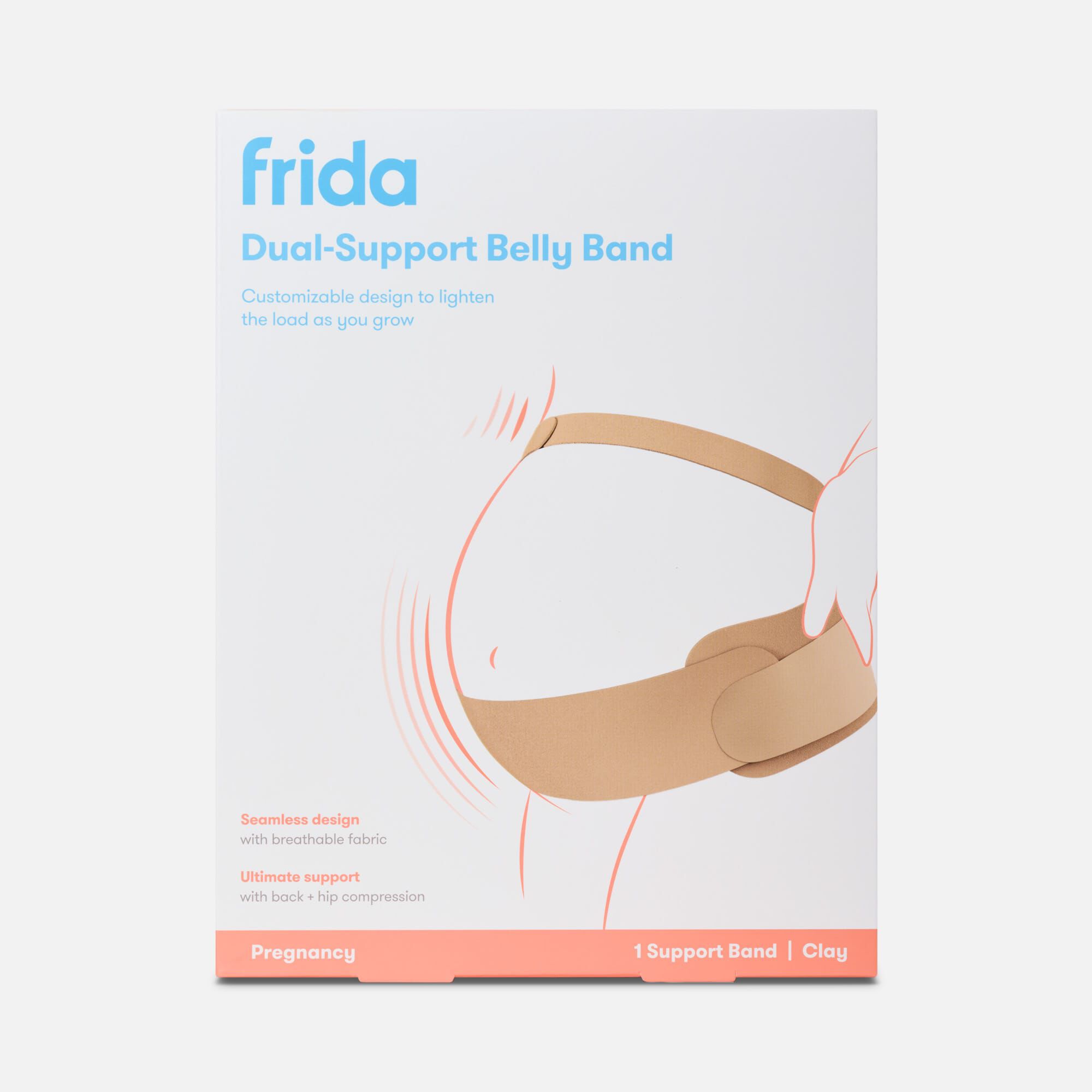 Frida Mom Dual-Support Pregnancy Belly Band, Clay, S/M