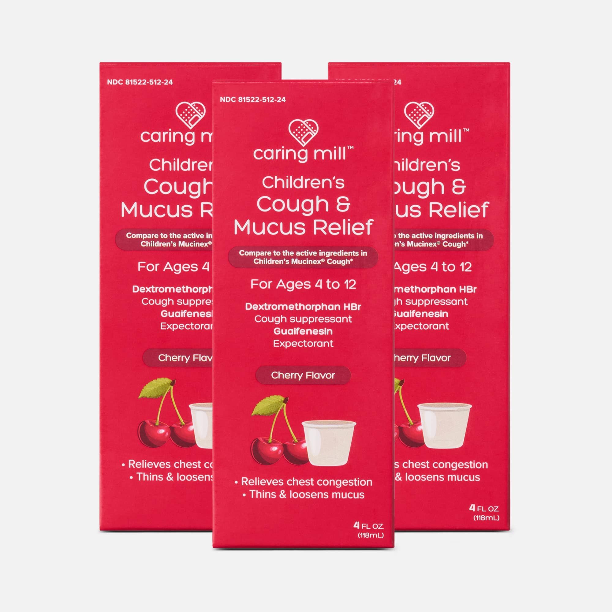 Caring Mill™ Children's Mucus Relief Multi-Symptom Cold, Cherry Flavor, 4 oz. (3 pack), , large