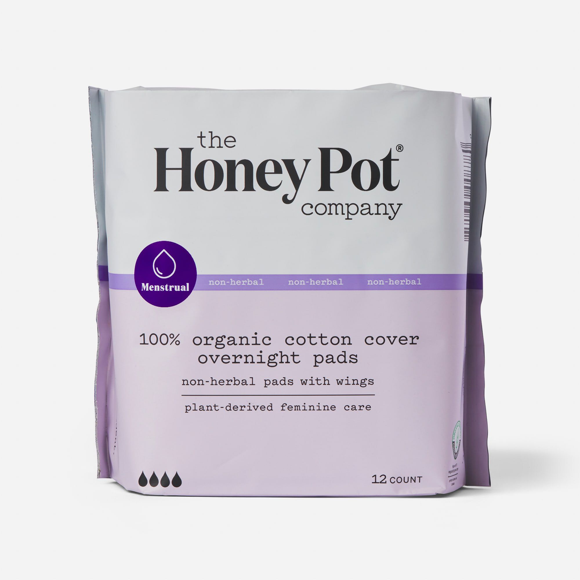 The Honey Pot 100% Organic Top Sheet Super Herbal Menstrual Pads with Wings, , large