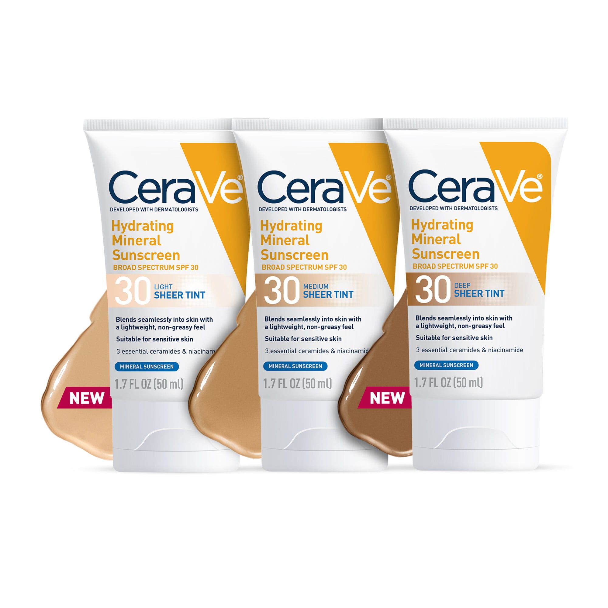 CeraVe Hydrating Mineral Tinted Sunscreen, SPF 30, 1.7 fl oz., Deep, large