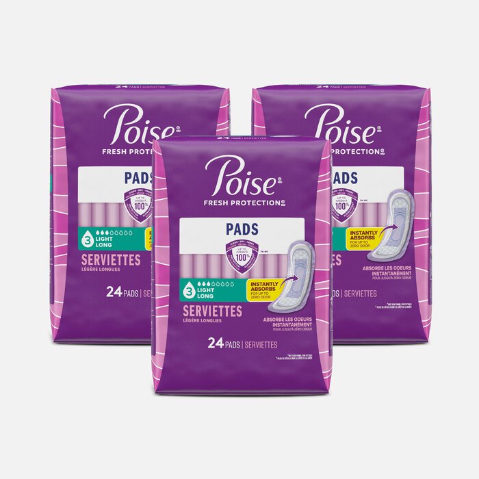 Poise Incontinence Pads, Light Long, 24 ct. (3-Pack), , large