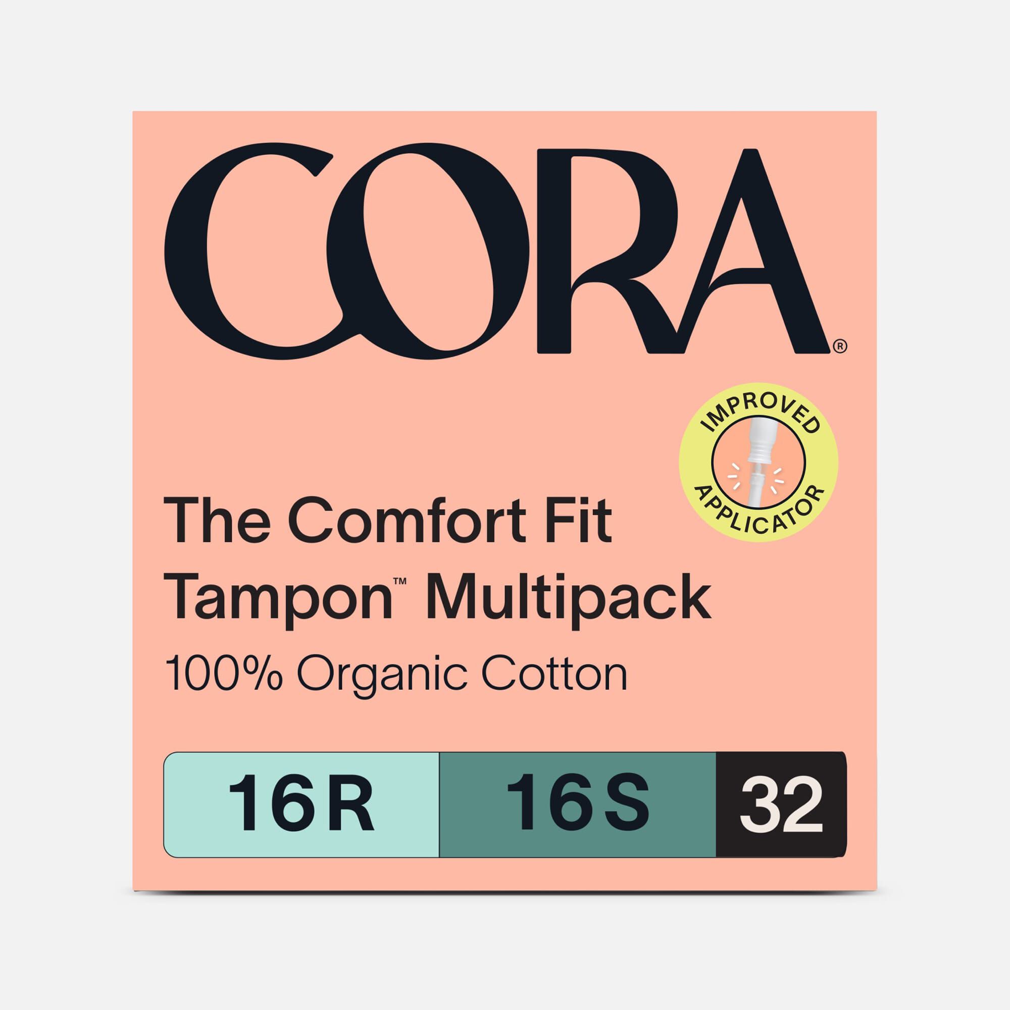 Cora Organic Cotton Applicator Tampons, Regular/Super, 32 ct.