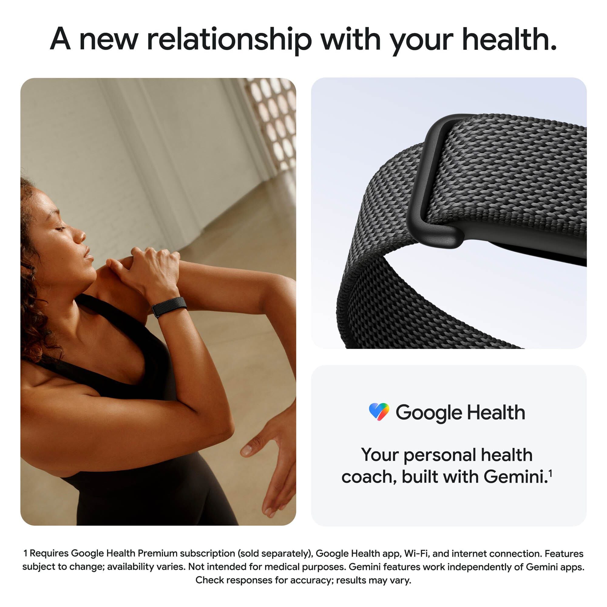 Google Fitbit Air, Screenless Fitness and Health Tracker, One Size, Obsidian, large