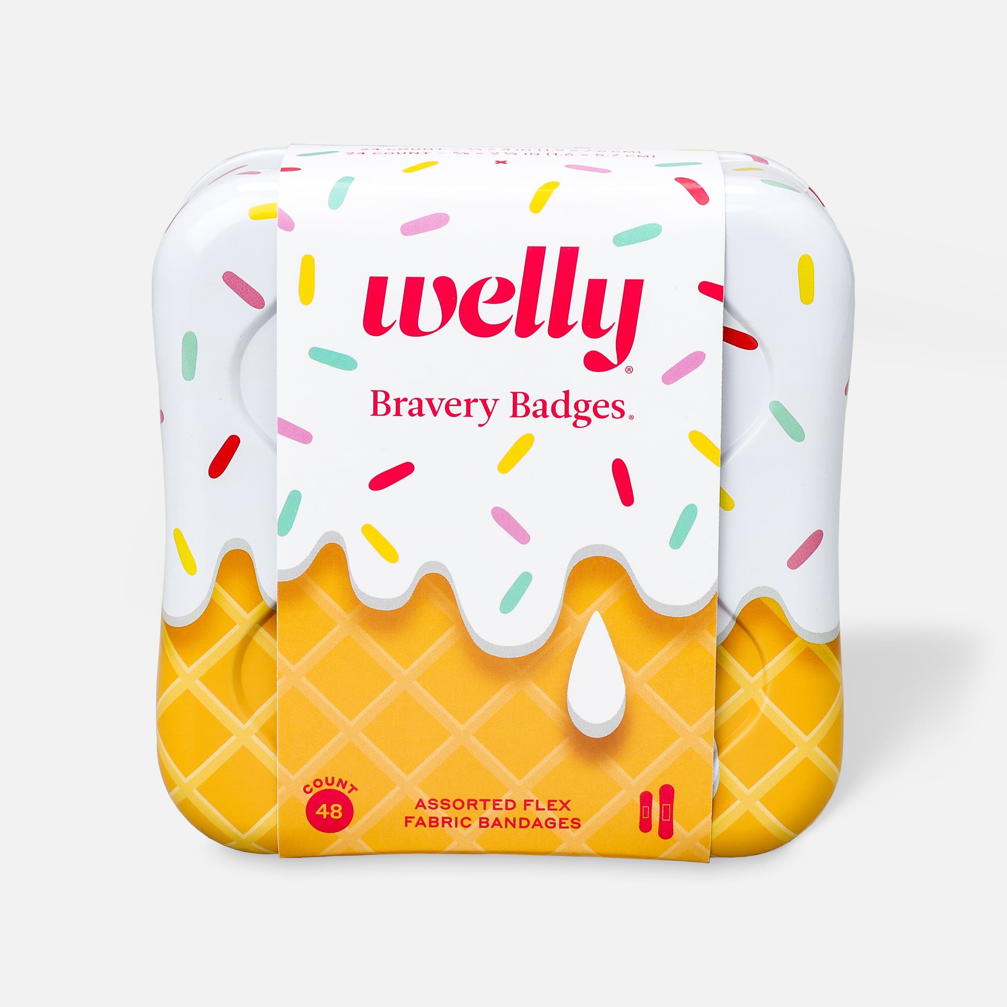 Welly Bravery Badges Ice Cream Assorted Flex Fabric Bandages - 48 ct., , large