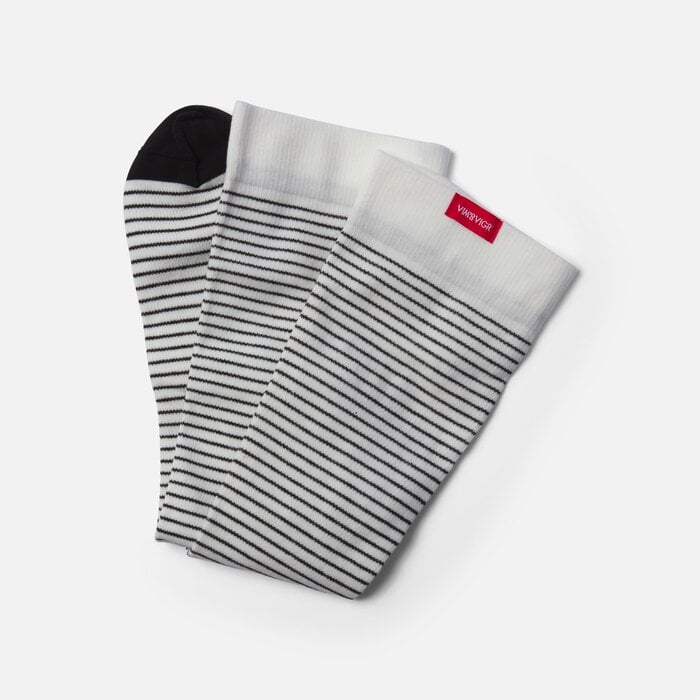 VIM & VIGR Cotton Compression Socks, Pinstripe, Cream and Black, 30-40 mmHg, , large
