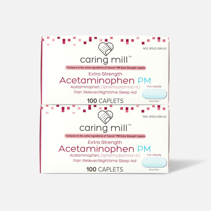 Caring Mill™ Extra Strength Acetaminophen PM Caplets, 100 ct. (2-Pack), , large