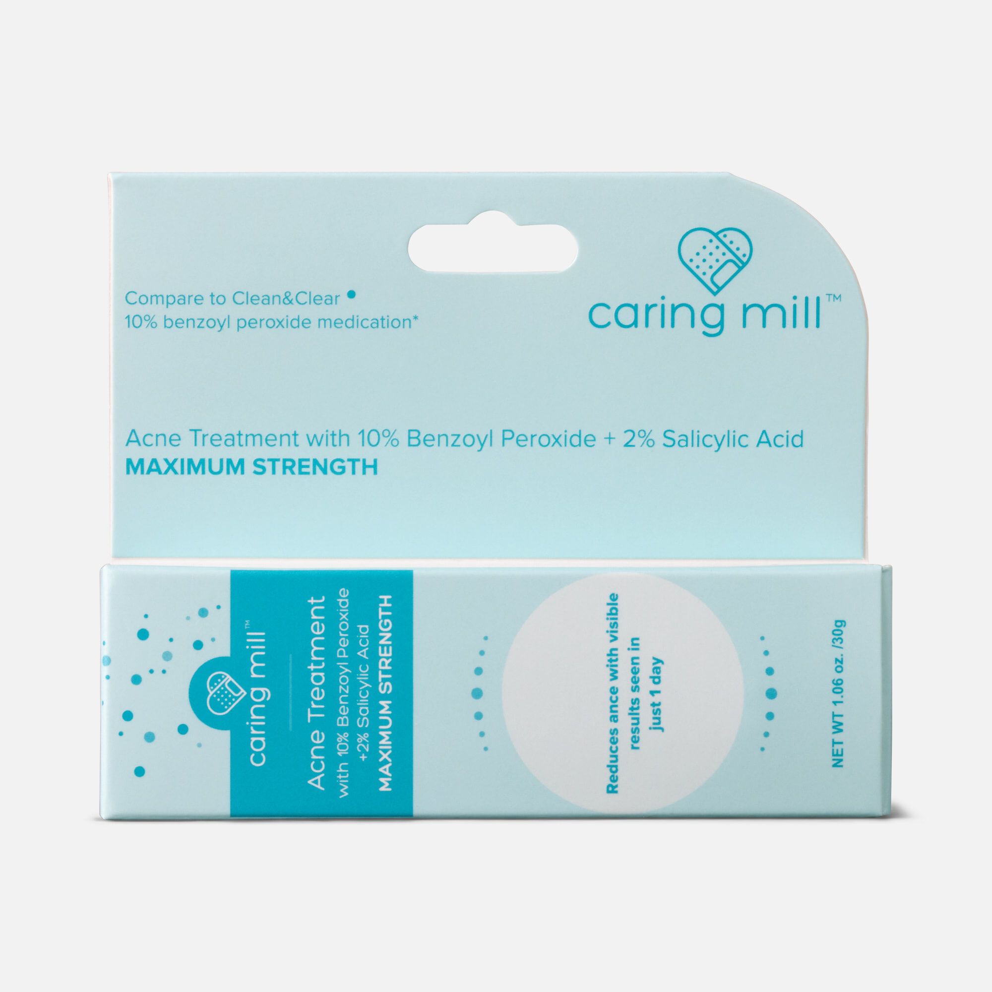 Caring Mill™ Acne Treatment, 10% Benzoyl Peroxide + 2% Salicylic Acid, 1.06 oz, , large