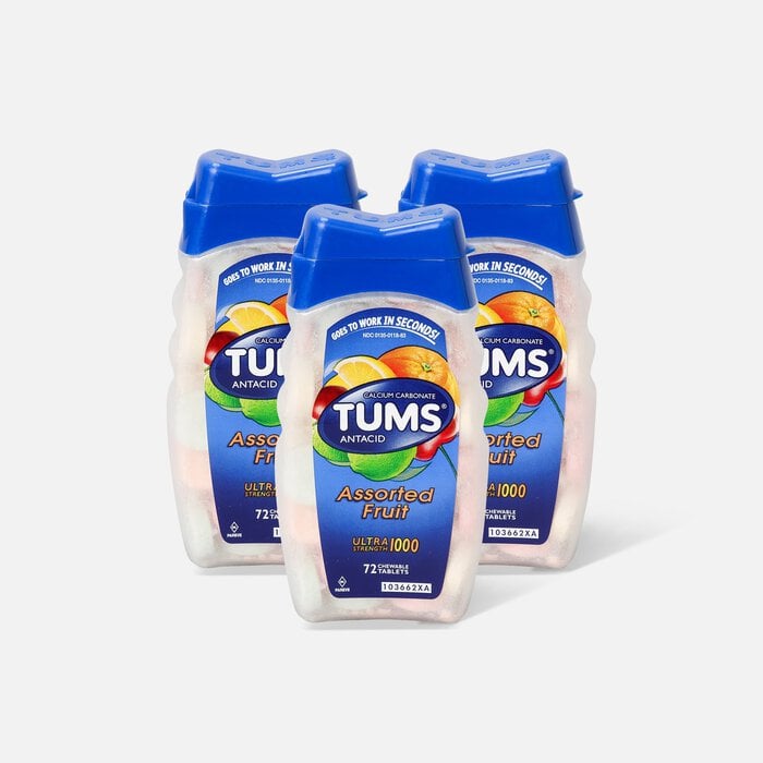 TUMS Ultra Strength Assorted Fruit Antacid Chewable Tablets for Heartburn Relief, 72 ct. (3-Pack), , large