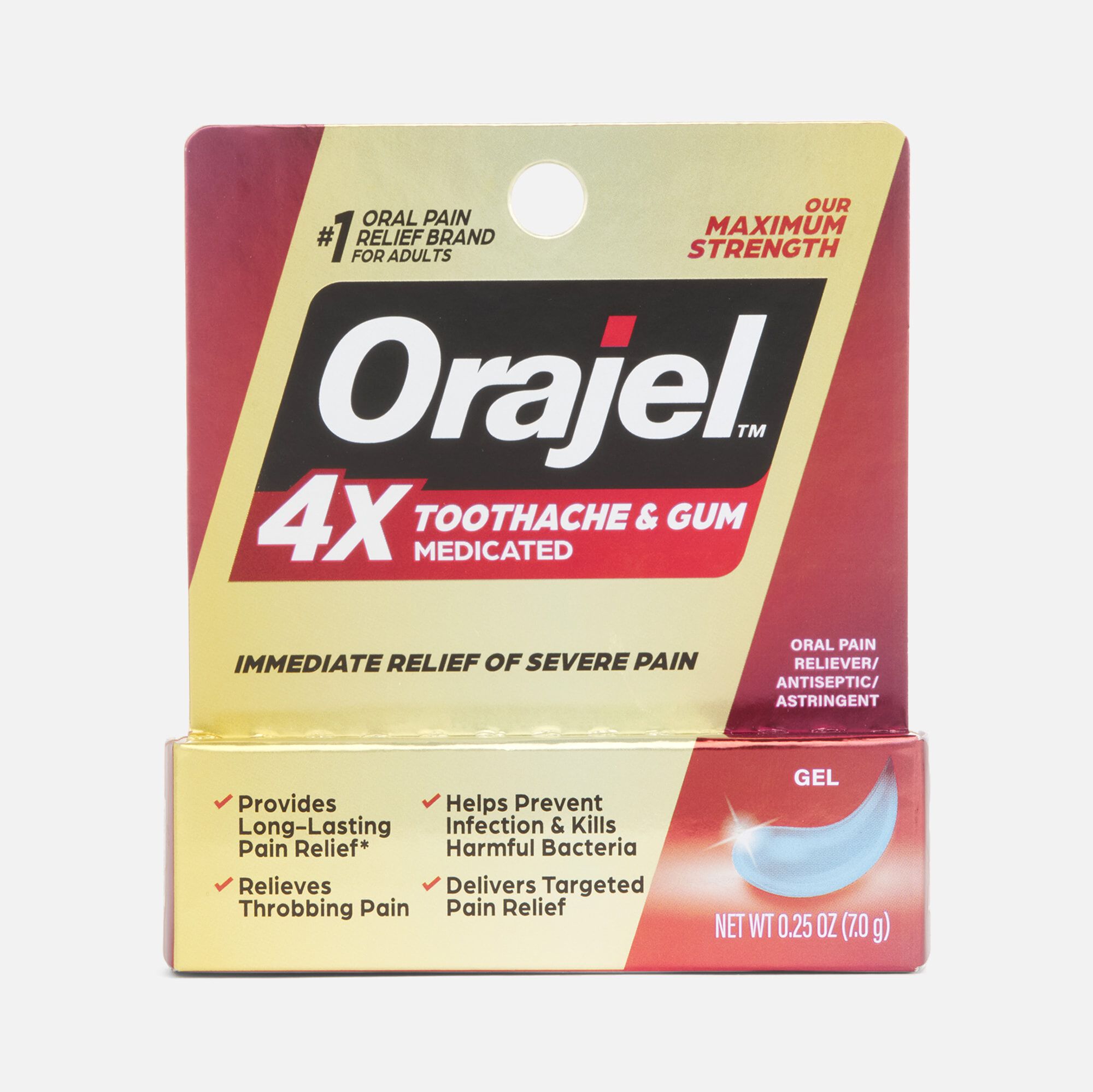 Orajel 4X Medicated For Toothache and Gum, Gel .25 oz., , large