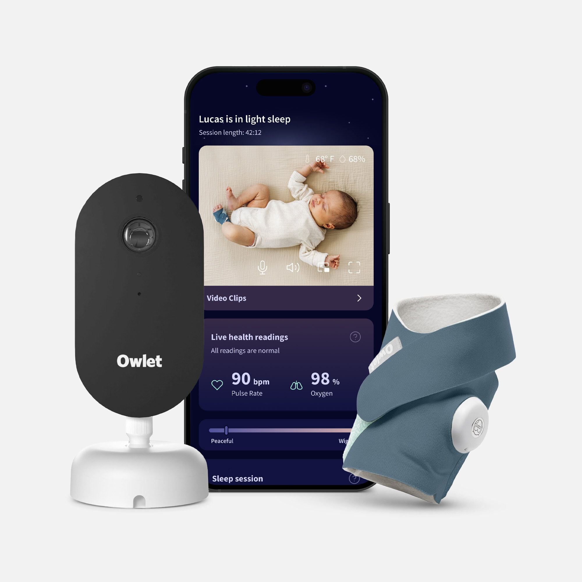 Owlet Dream Duo Complete Baby Monitoring System, Blue