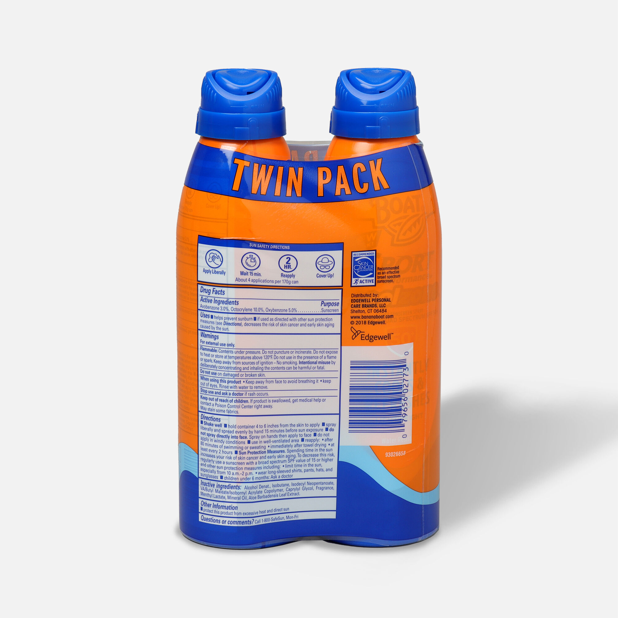 Banana Boat Sport CoolZone Clear Sunscreen Spray SPF 50, 6 oz. - Twin Pack, , large