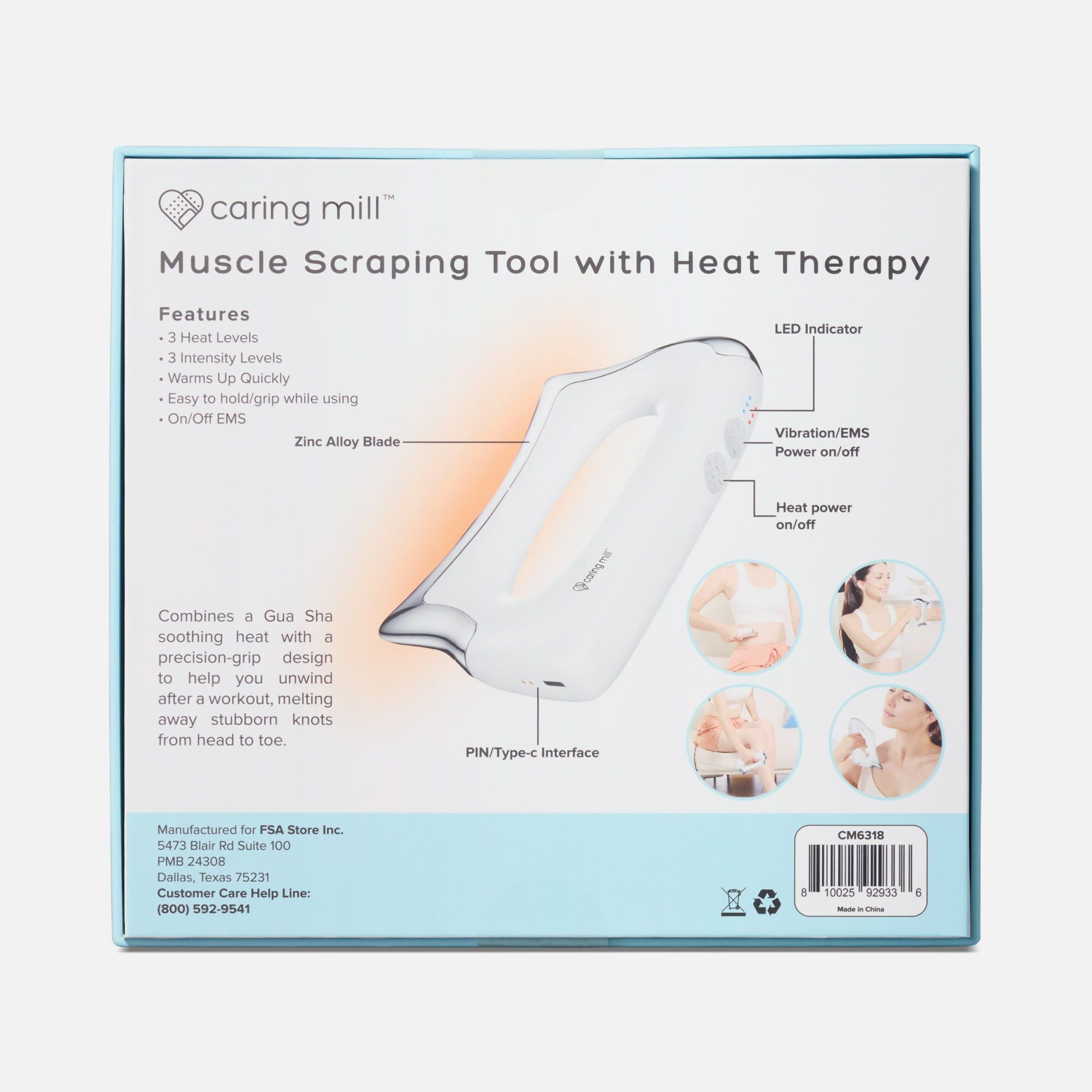 Caring Mill™ Muscle Scraping Tool with Heat Therapy, , large