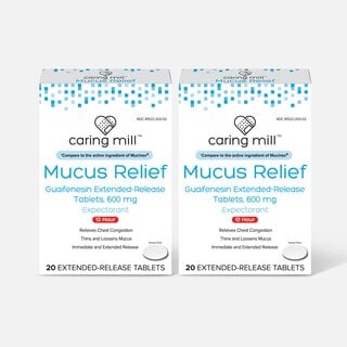 Caring Mill™ Mucus Guaifenesin Extended-Release Bi-Layer Caplets, 600 mg (Pack of 2)