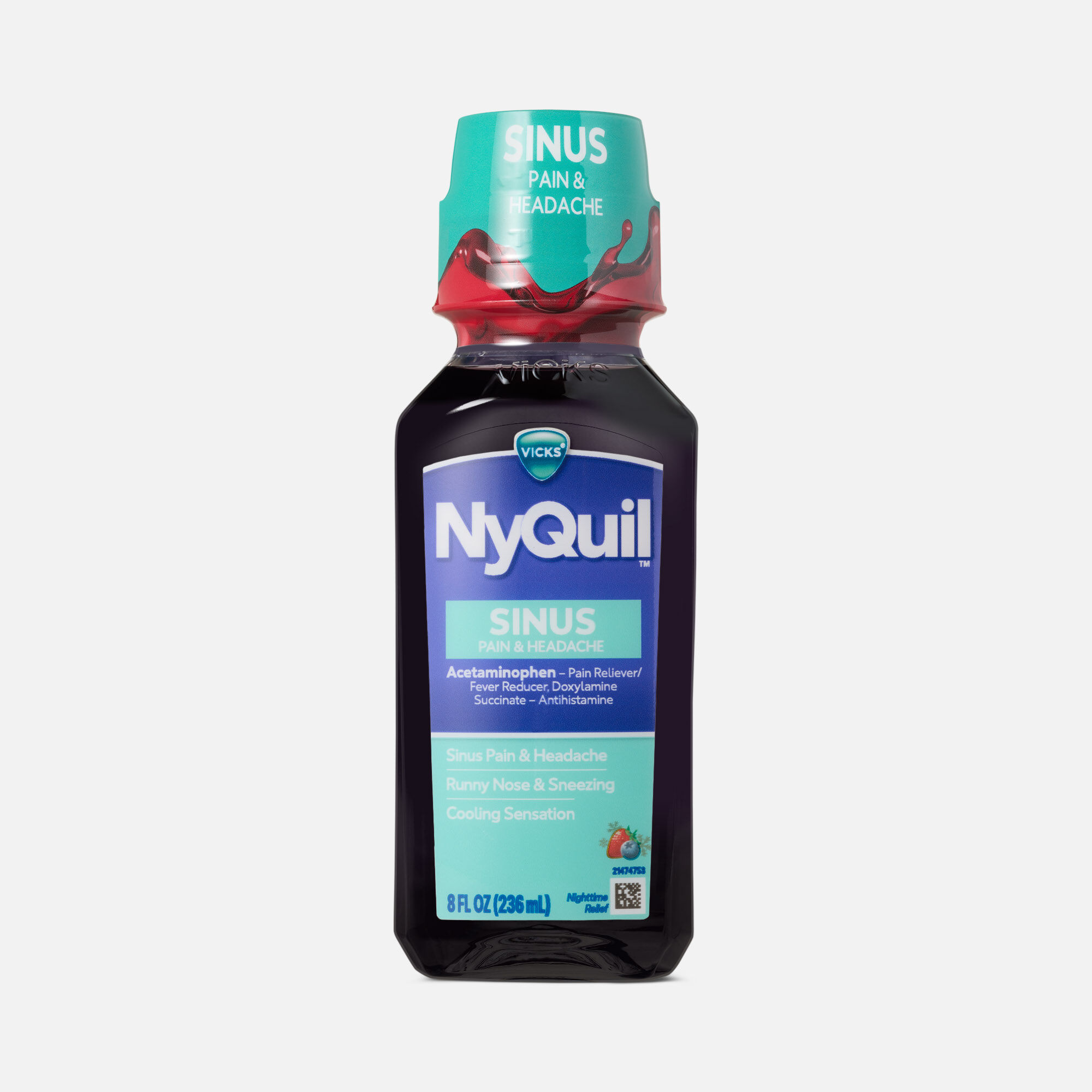 Vicks® NyQuil™ Sinus Pain & Headache Liquid, Nighttime Sinus Pain Medicine, 8 fl. oz.