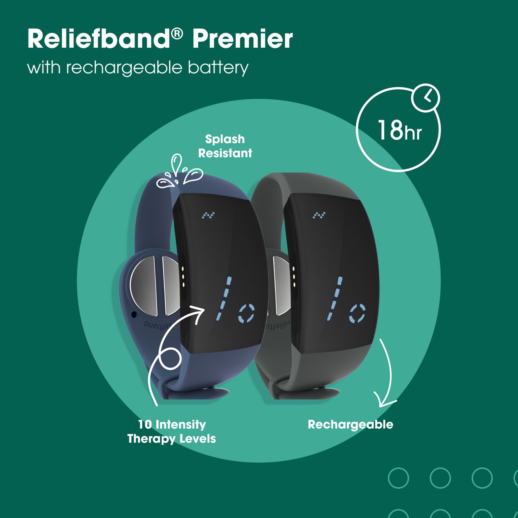Reliefband Premier for Nausea Relief, Charcoal Grey, Charcoal Grey, large