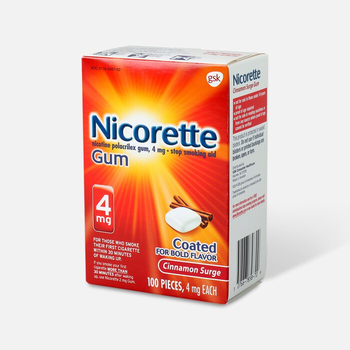 Nicorette Nicotine Gum, Cinnamon, 4mg, 100 ct., , large