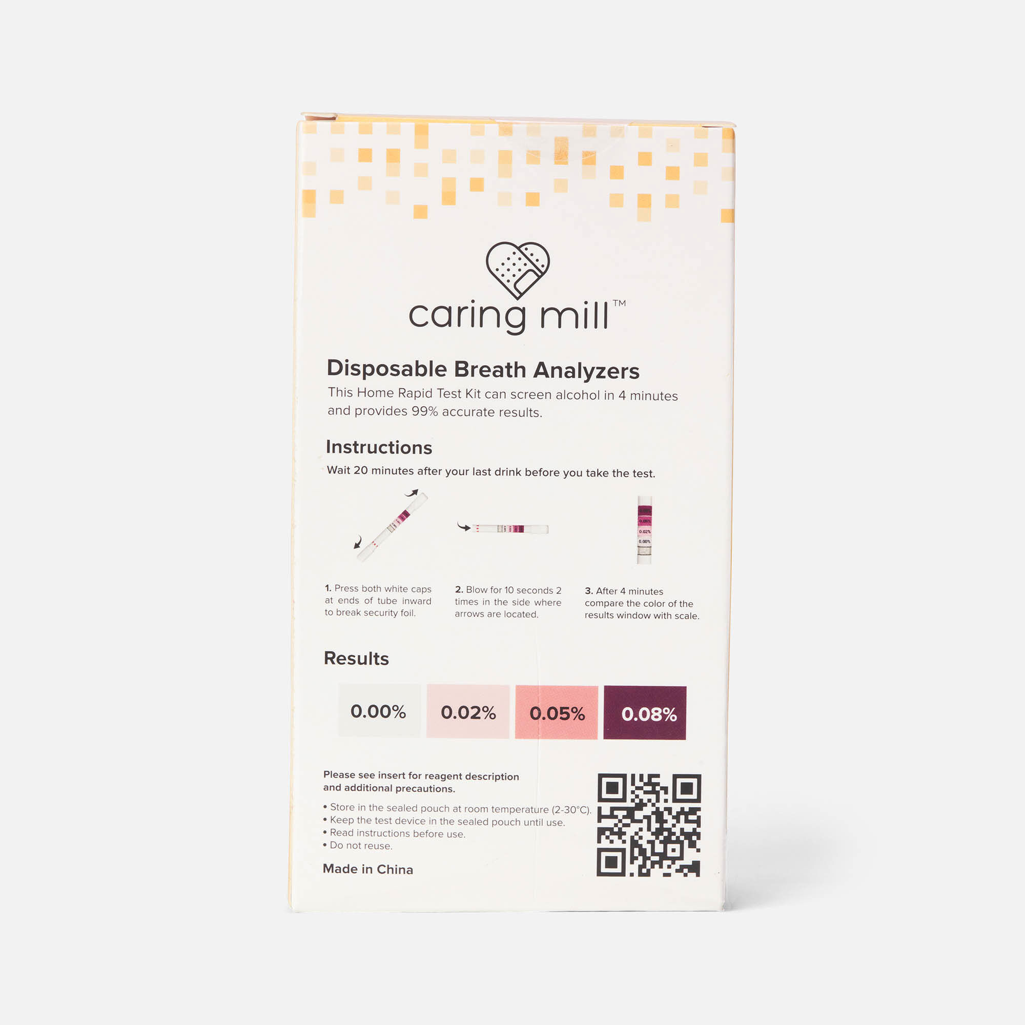 Caring Mill™ Alcohol Breath Analyzer Home Rapid Test, Disposable, 6 ct., , large