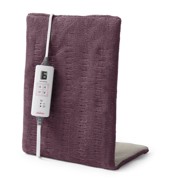 Sunbeam XpressHeat, Premium King Size Heating Pad, Burgundy, Microplush, 6 Heat Settings, , large