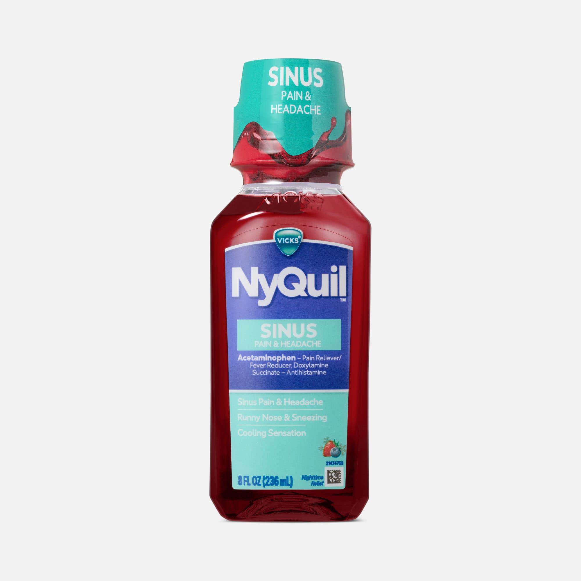 Vicks® NyQuil™ Sinus Pain & Headache Liquid, Nighttime Sinus Pain Medicine, 8 fl. oz.