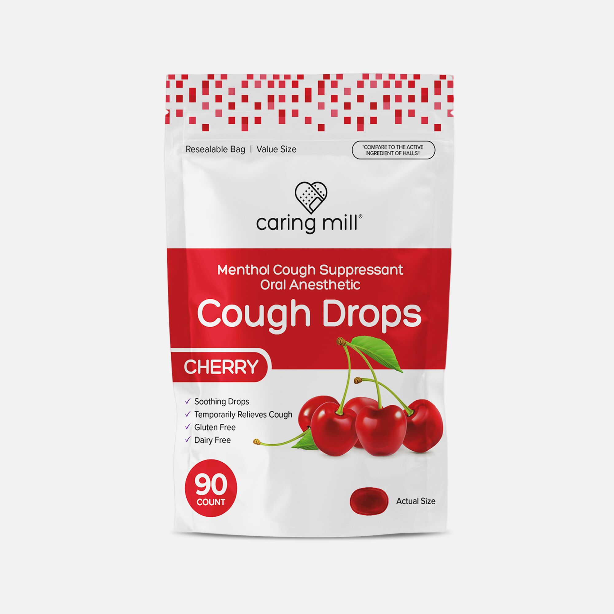 Caring Mill™ Cough Drops, Cherry, 90 ct., , large