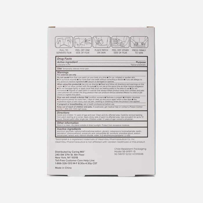 Caring Mill™ Maximum Strength Lidocaine Pain Relief Patches, 15 ct., , large