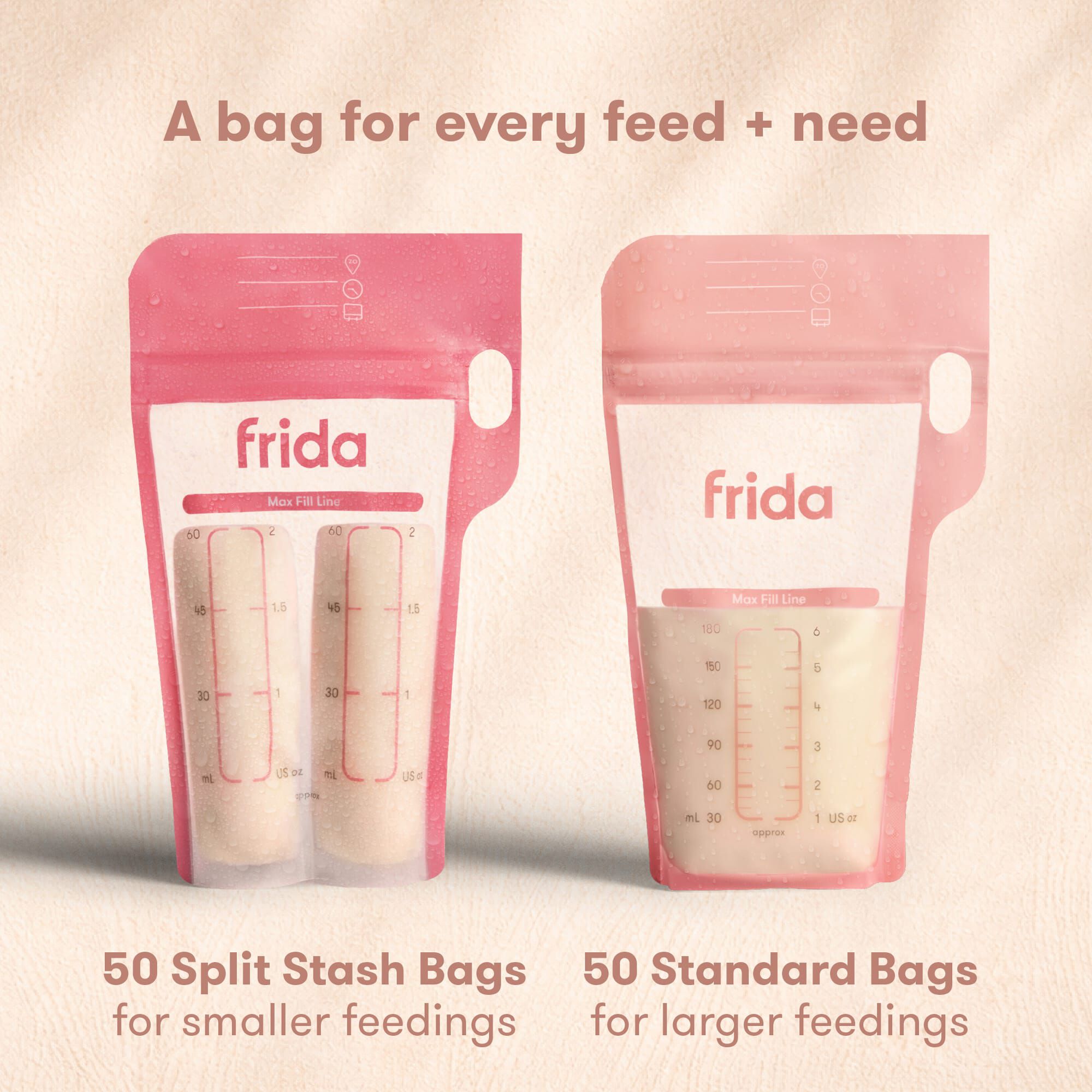 Frida Mom Portion + Pour Milk Bags, Variety Pack, 100 ct., , large