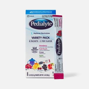 Pedialyte&reg; Electrolyte Powder Pack - Punch, Grape, Apple and Strawberry Flavor Variety, .3 oz., 8 ct.