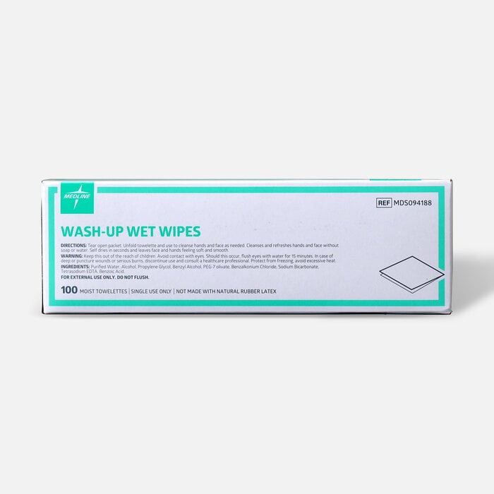 Medline® Industries Wash-up Wet Towelettes, 5" x 7", Box of 100, , large