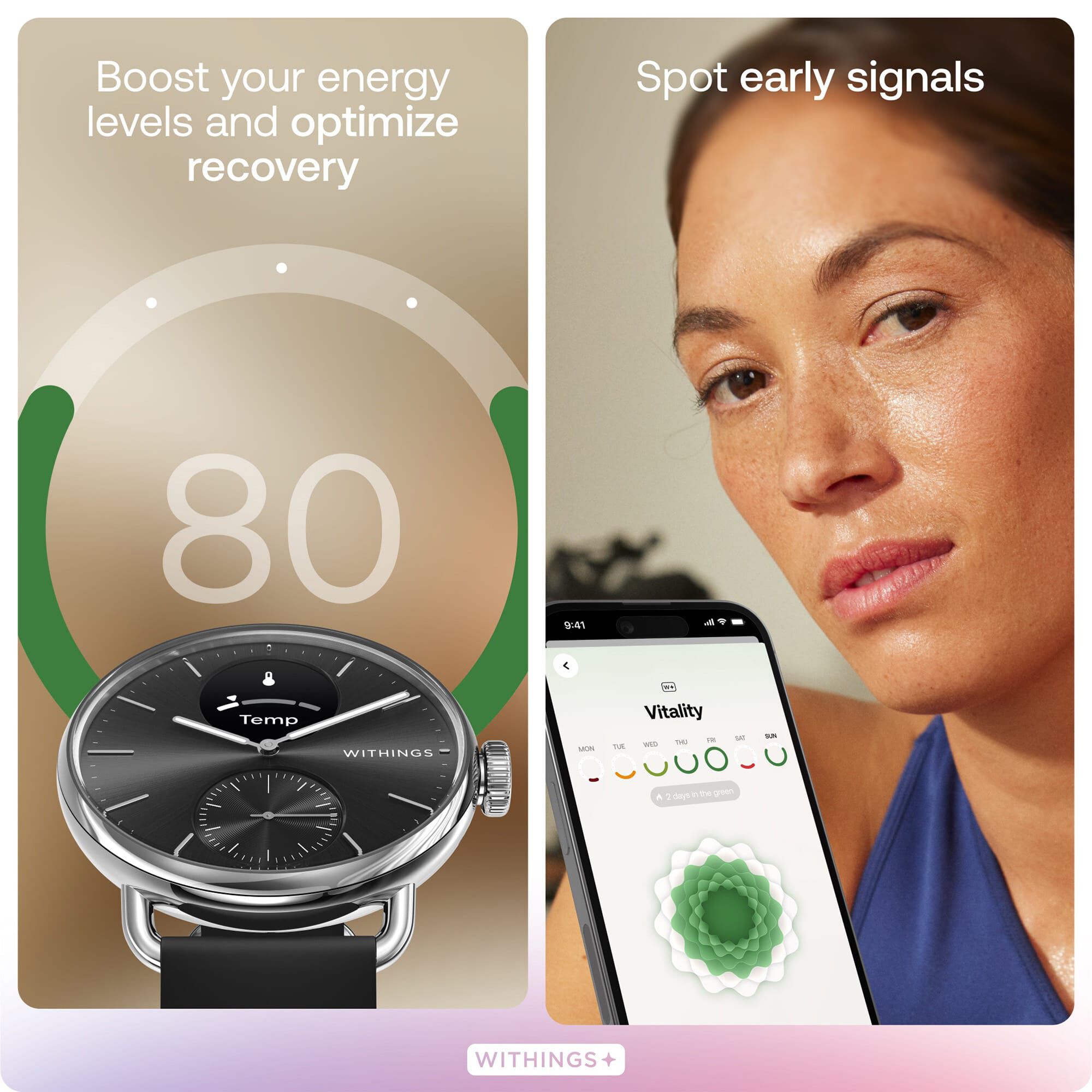 Withings ScanWatch 2 Smart Wearable Health Tracker, Black, 38mm, , large