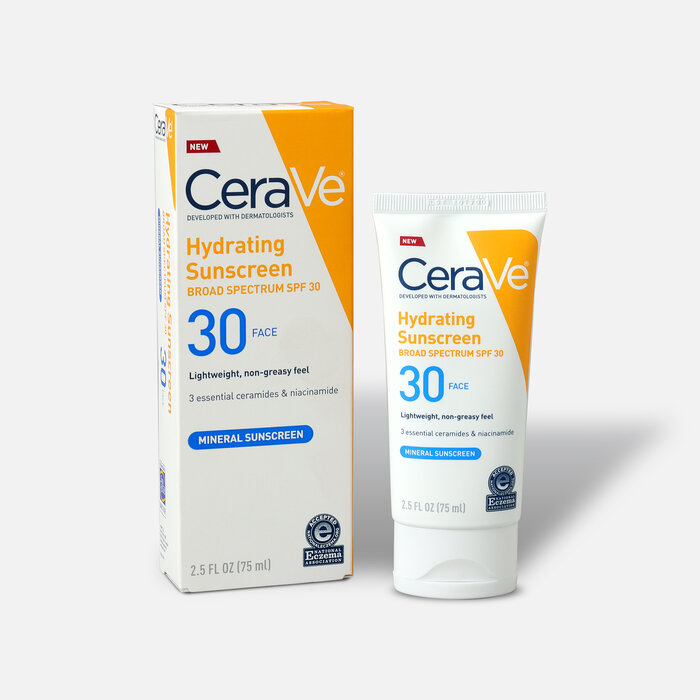 CeraVe Hydrating Mineral Face Sunscreen, 2.5 fl oz., , large