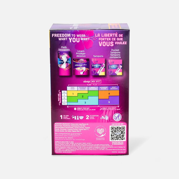 Always Radiant FlexFoam Pads for Women Size 3, Extra Heavy Flow Absorbency, with Wings, Scented, 22 ct., , large