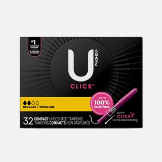 U by Kotex Click Compact Tampons, Regular Absorbency, 32 ct.