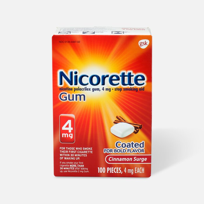 Nicorette Nicotine Gum, Cinnamon, 4mg, 100 ct., , large