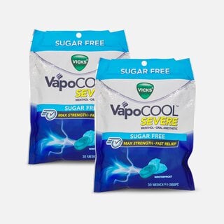 Vicks VapoCool Severe Sugar-Free Medicated Sore Throat Relief Drops, Winterfrost, 30 ct. (2-Pack), , large