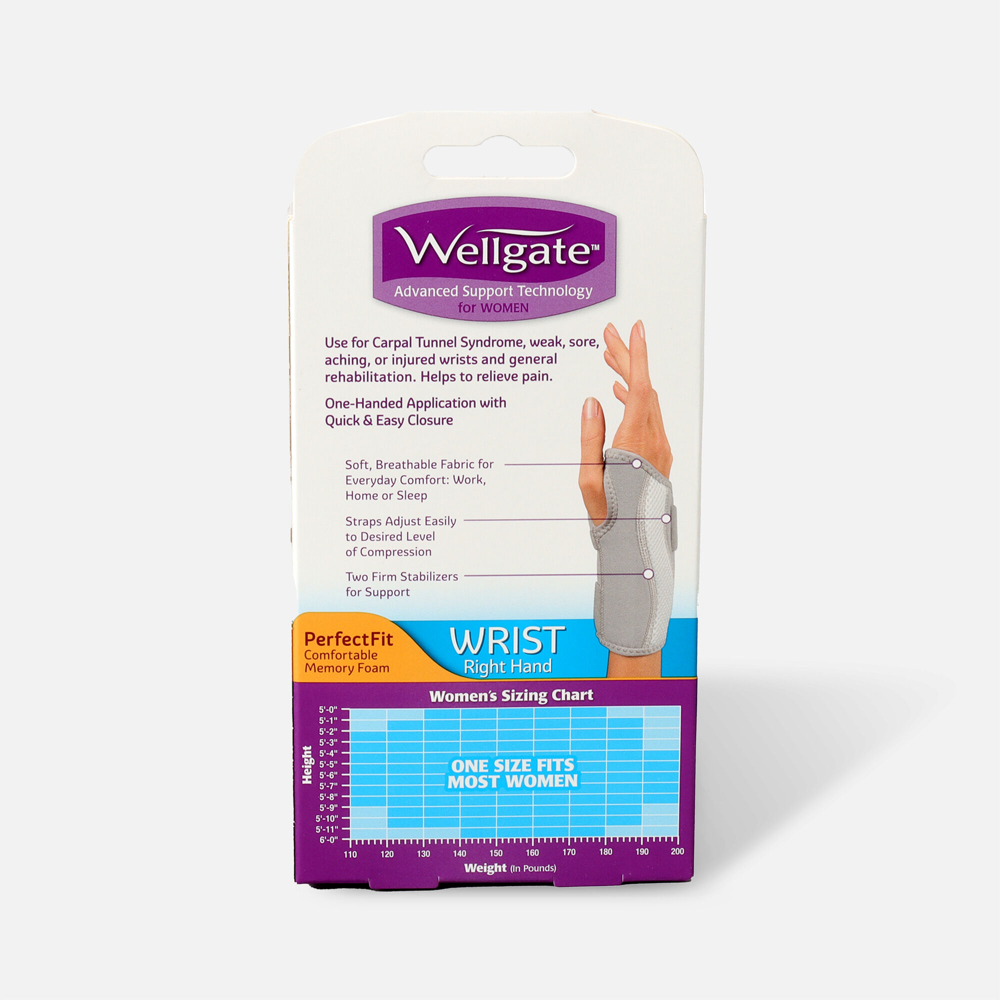 Wellgate Women’s PerfectFit Wrist Support, Right Hand, , large
