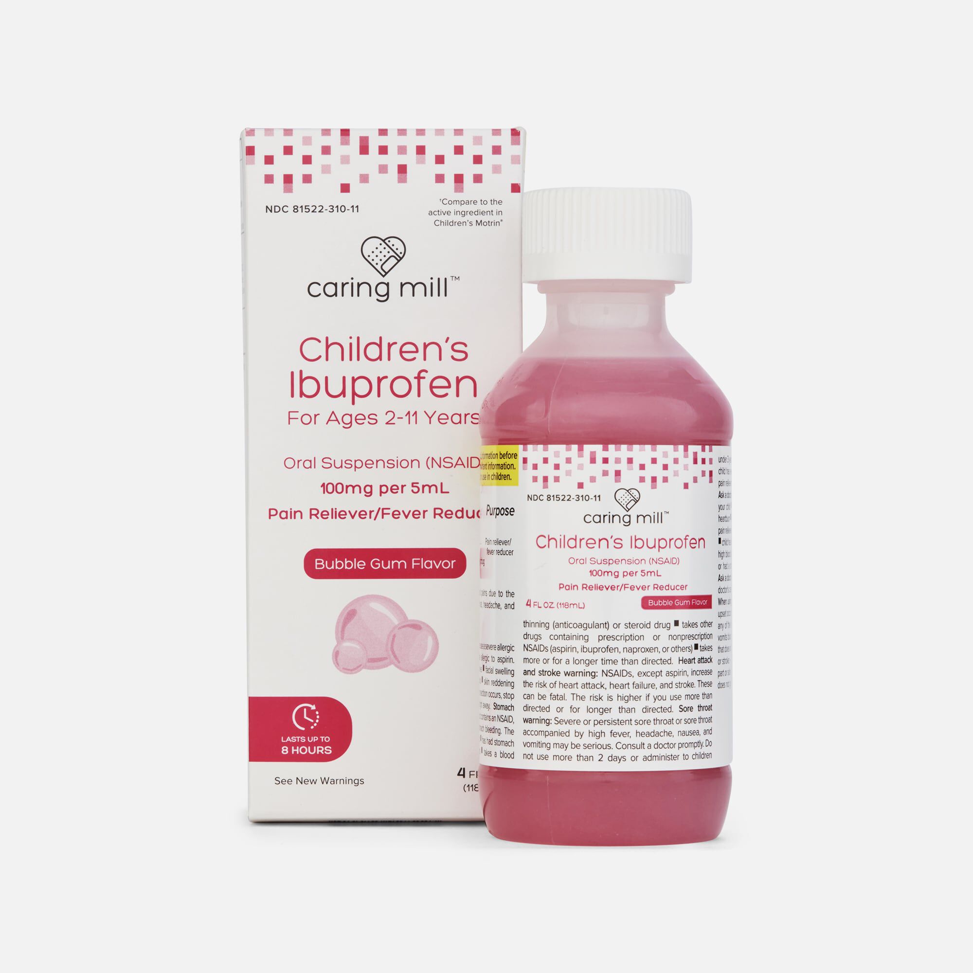 Caring Mill™ Children’s Ibuprofen Pain Reliever/Fever Reducer, Bubble Gum, 4 fl oz., , large