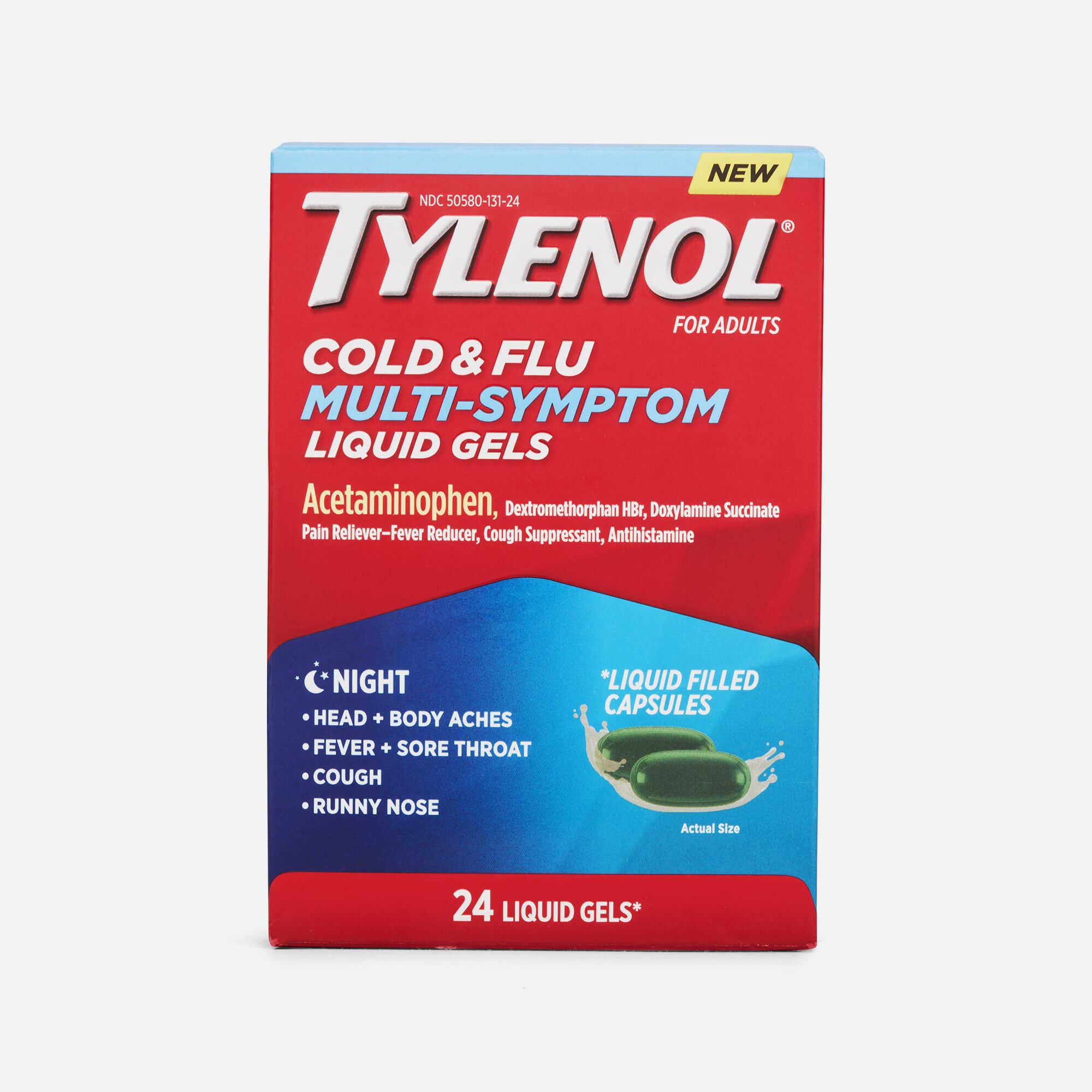 Tylenol Cold & Flu Multi-Symptom Night Liquid Gels, 24 ct., , large