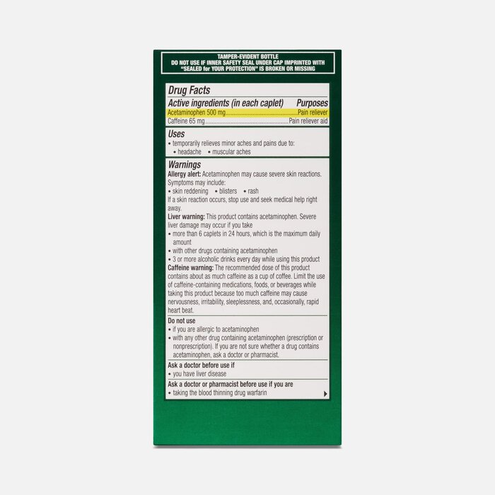 Excedrin Tension Headache Caplets, Aspirin-Free, 100 ct., , large