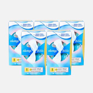 Always Infinity FlexFoam Pads for Women Size 1 Regular Absorbency, with Wings Unscented, 36 ct. (5-Pack), , large