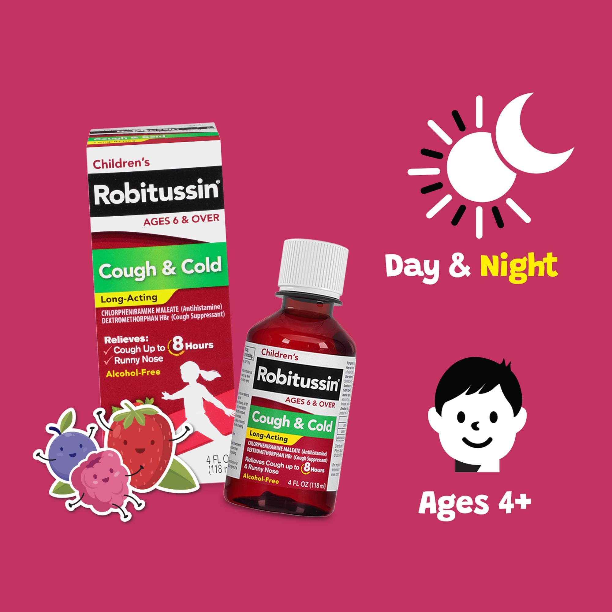 Children's Robitussin® Cough and Cold Long-Acting Syrup, Fruit Punch, 4 fl. oz., , large
